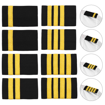 1 Pair Pilot Captain Gold Stripes Bar Epaulets Uniform Professional Decoration Shoulder Boards Epaulette DIY Badges for Clothing