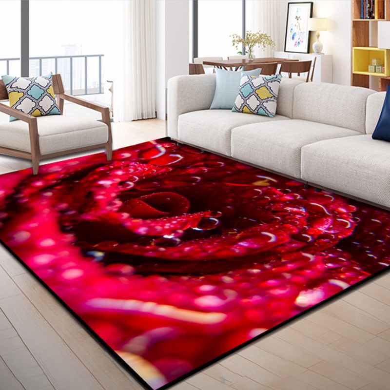 Nordic Valentine's Day Large Carpets for Living Room Bedroom Area Rug 3D Printed Red Rose Pattern Carpet alfombra Home Floor Mat