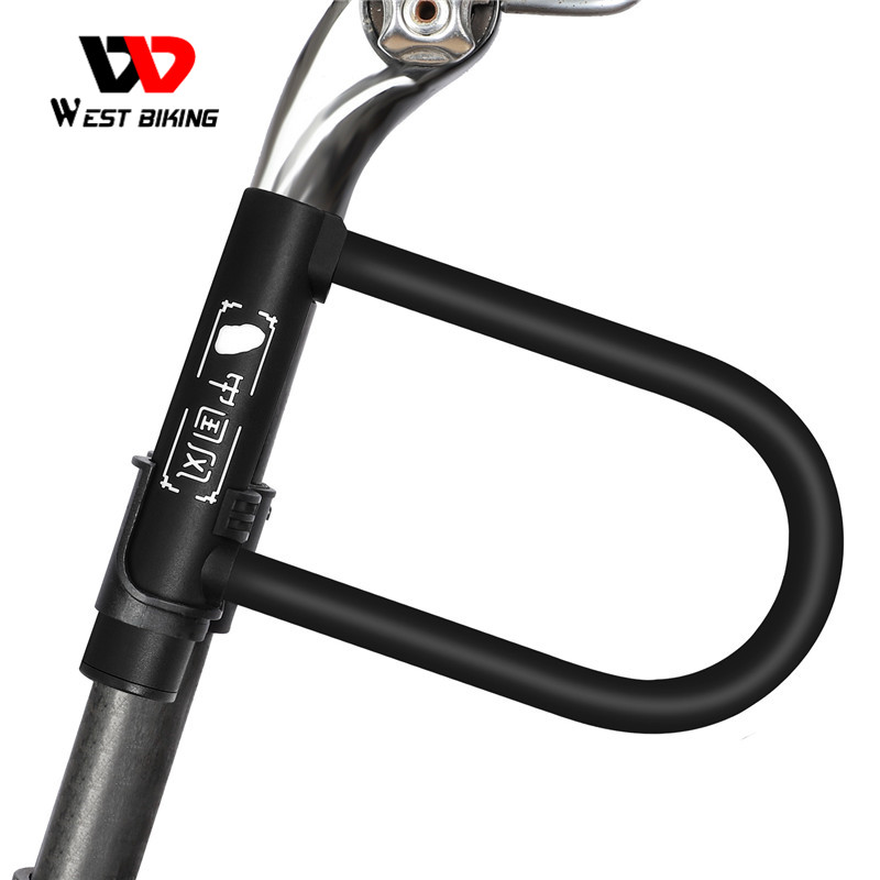 WEST BIKING Bold Bike U Lock Zinc Alloy Lock Core Bicycle Lock MTB Road Bike Motorcycle Lock Anti-Theft Bike Lock With Bracket