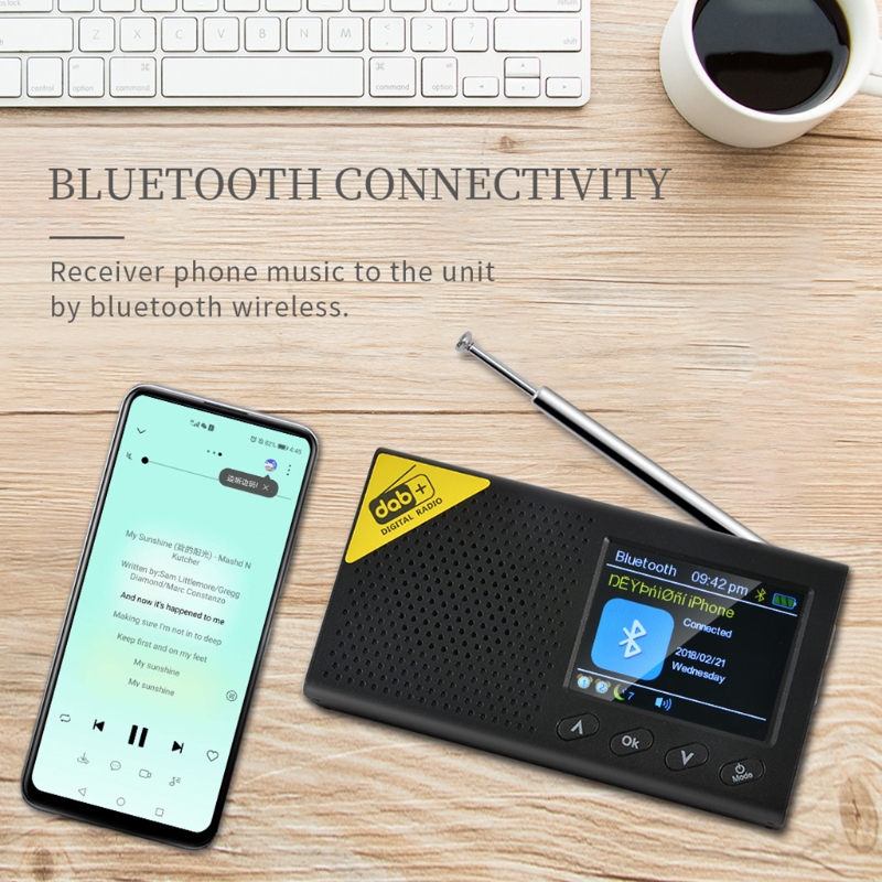 2020 New Portable Bluetooth Digital Radio DAB/DAB+ and FM Receiver Rechargeable Lightweight Home Radio