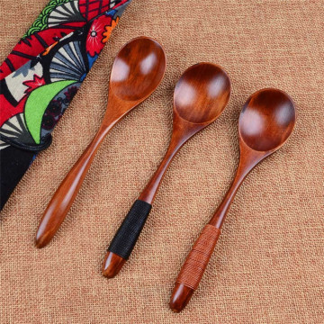 1Pcs Wooden Spoon Bamboo Kitchen Cooking Utensil Tool Soup Vintage Japanese Style Teaspoon Catering 17*4*1cm Oct#2