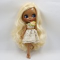 ICY DBS Blyth Doll 1/6 bjd ob24 toy golden blonde hair side parting dark skin joint body 30cm random eyes colors