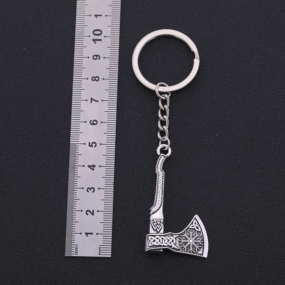 Fishhook Viking Axe Keychain Valknut Old Magic Staves Vegvisir Scandinavian Viking Key Chain Gift For Man Woman Jewelry