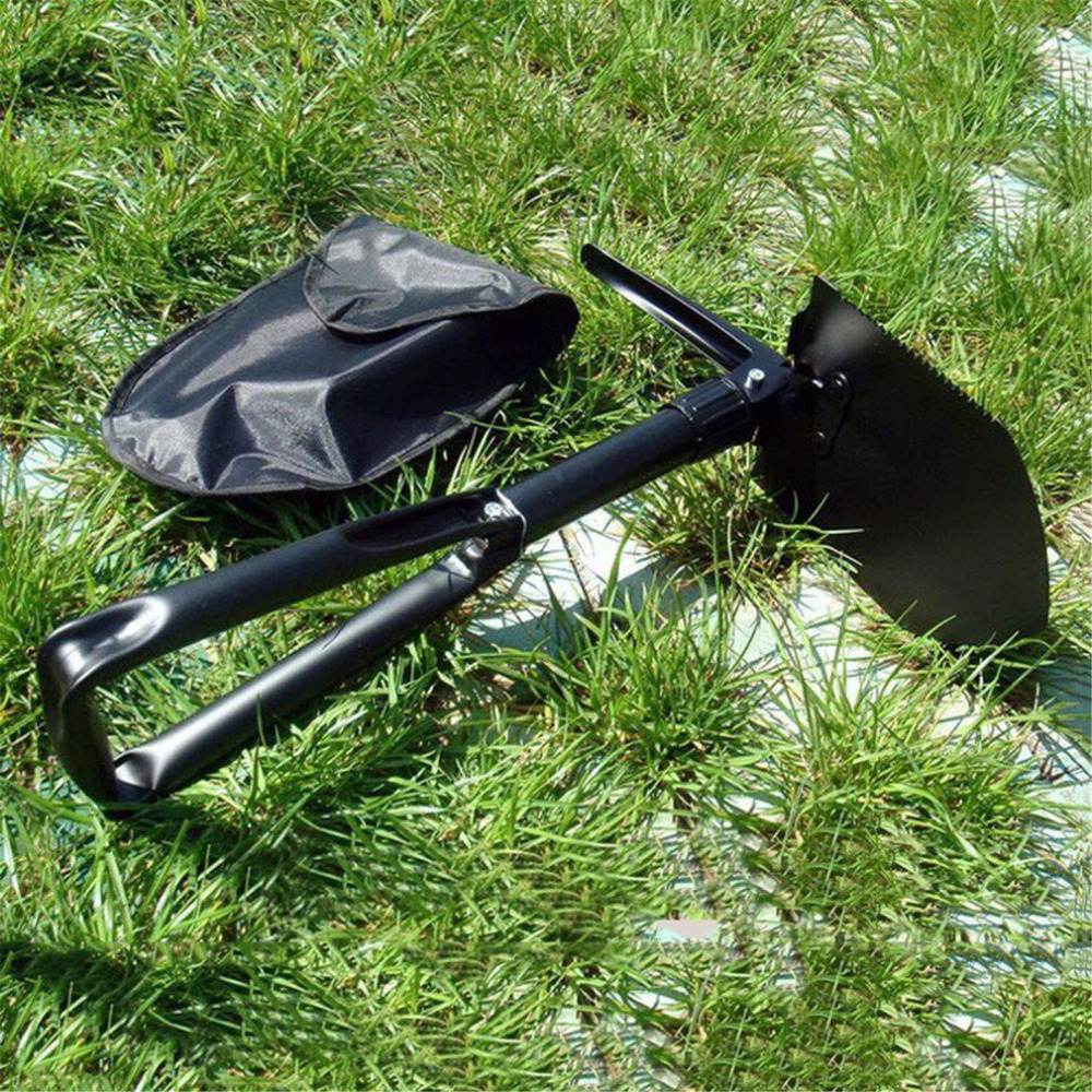 Carbon Steel Army Military Three Folding Spade Shovel Camping Metal Portable Survival Trowel Garden Outdoor Tool High Quality