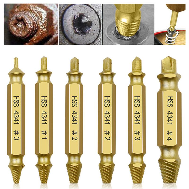 6pcs Damaged Screw Extractor Speed Out Drill Bits Removal Broken Bolt Remover