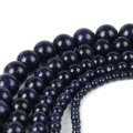 Chanfar 4 6 8 10 12mm Natural Gold Sand Stone Beads Loose Dark Blue Sandstone Round Beads for DIY Jewelry