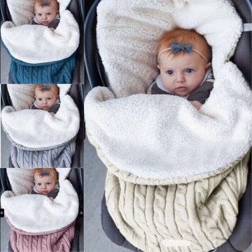 Newborn Baby Sleeping Bag Cocoon Diaper Blanket Bag Shot Stroller Bunting Warm Knit Polyester Solid Wrap Sleeping Bag for Kids