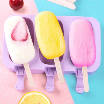 3 Cell Silicone Ice Cream Mold Popsicle Molds DIY Homemade Dessert Freezer Fruit Juice Ice Pop Maker Mould Sticks Ice Cube Tray