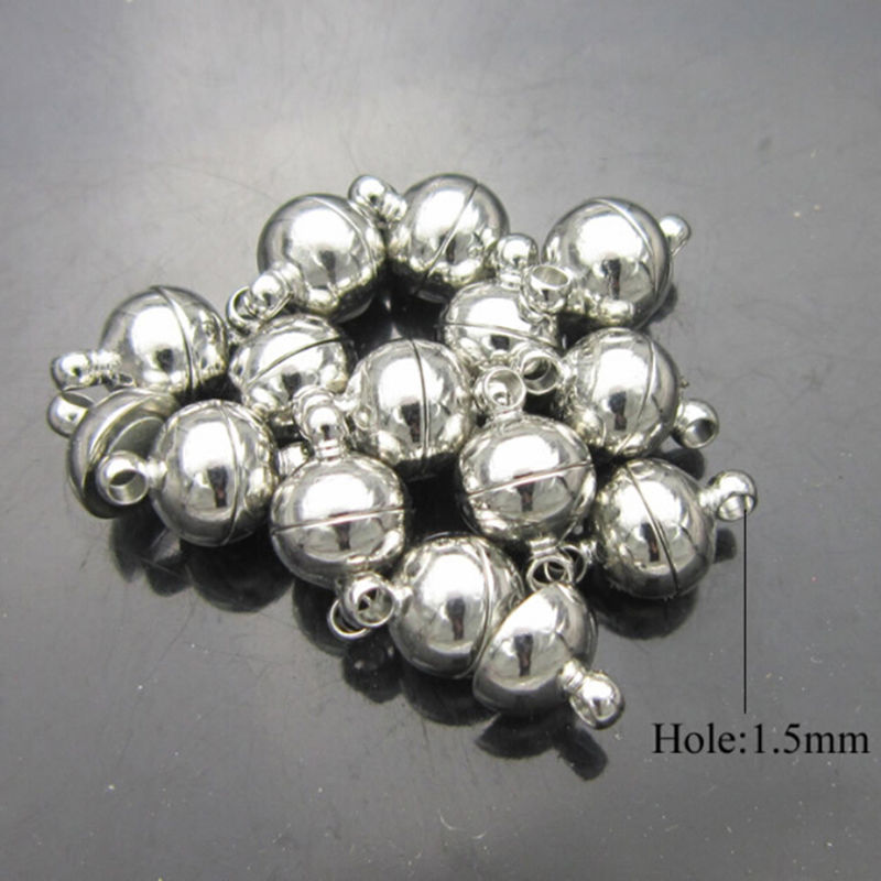 10pcs/lot 8mm Sliver Jewelry Bracelet Necklace Strong Magnetic Clasp DIY Connectors Accessories Making Fittings