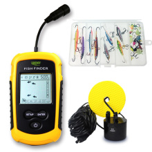 Portable Sonar Alarm Echo Sounder 0.7-100M Wired Transducer Sensor Fish Finder With Ice Fishing Lure Hooks and Fishing Reel Bag