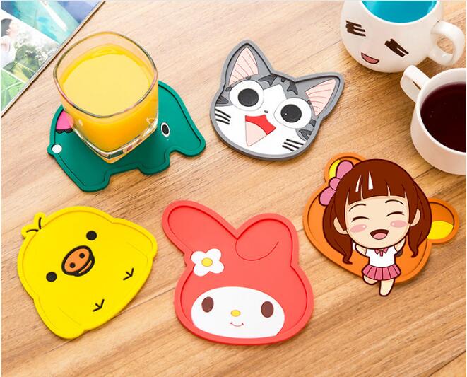 1PC Silicone Insulation Pad Cartoon Felt Antiskid Mat Cup Table Mat Bowl Cup Pads Mat Drink Coaster Placemat NX 024