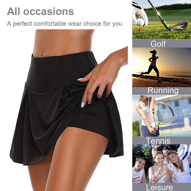 2020 Dropshipping Plus Size S-5XL Sports Tennis yoga Skorts Fitness Short Skirt Quick drying Women Anti Exposure Tennis Skirt