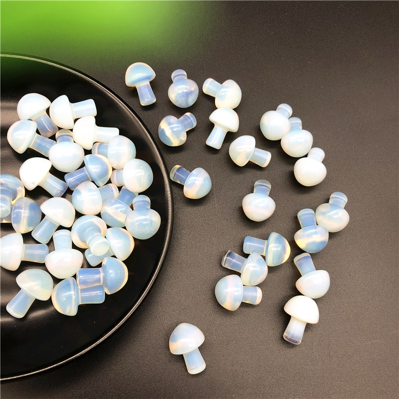 Beautiful 1/2Pcs Opal Mushroom Shaped Polished Stone Decor Healing Gift Decorative Quartz Crystals