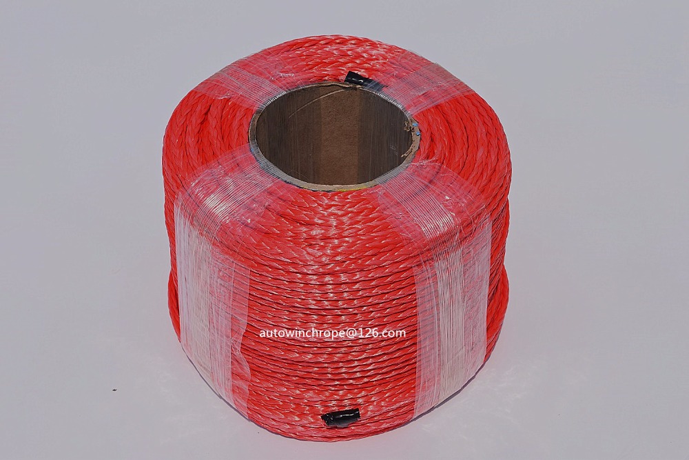 Free Shipping 6mm*100m Red Synthetic Winch Rope,ATV Winch Line,UHMWPE Rope,Kevlar Winch Rope