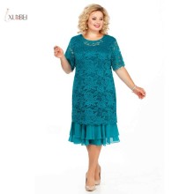 Plus Size Lace Mother Of The Bride Dresses Suit 2020 Tea Length Wedding Party Gown Half Sleeve Two Piece robe mere de mariee