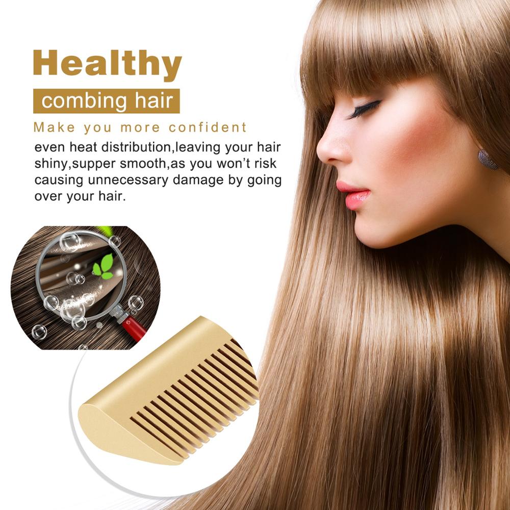 Leeons Hot Comb Electric Hot Comb Wet And Dry Hair Curler Comb Hot Straightening Heating Comb Iron Environmentally Gold Comb
