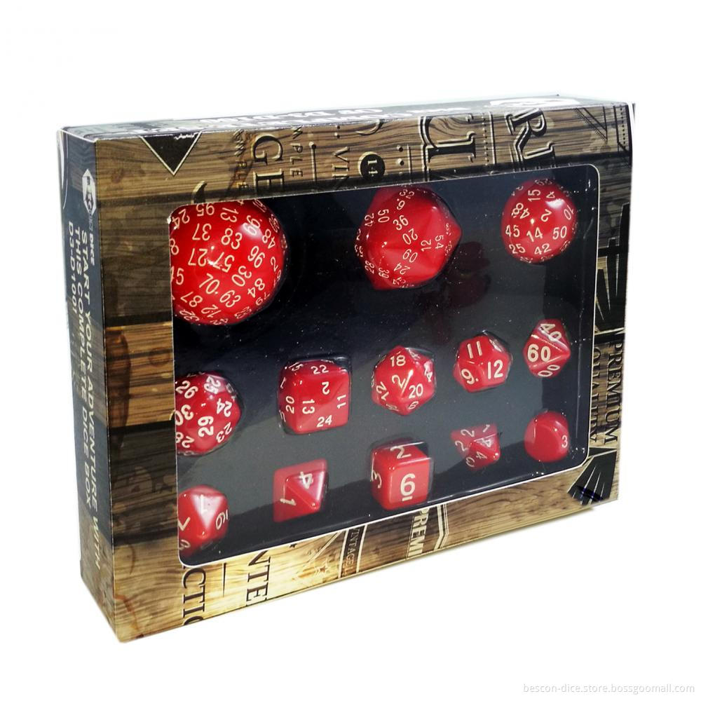 Bescon Complete Polyhedral RPG Dice Set 13pcs D3-D100, 100 Sides Dice Set Solid Colors