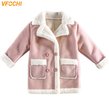 VFOCHI New Girls Wool Coat Long Jacket Winter Warm Kids Windproof Coat Thick Children Clothing Teenager Girl Wool Coat Outerwear