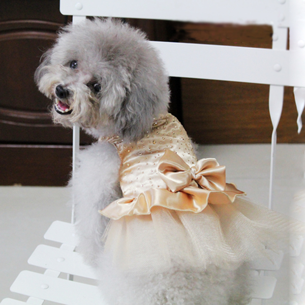 Mesh Princess Dog Dresses Summer Dog Clothes Bow Tutu Princess Dress Puppy Lace Skirt Wedding Party Pet Apparel