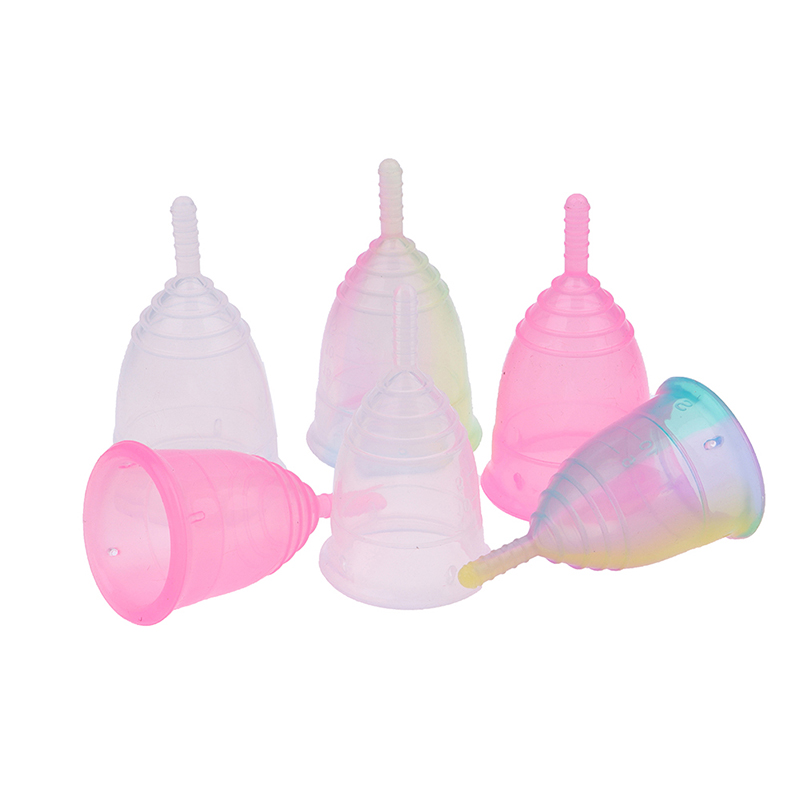 Medical Grade Silicone Menstrual Cup Feminine Hygiene Rainbow Menstrual Supplies For Lady Health Care Tools New~