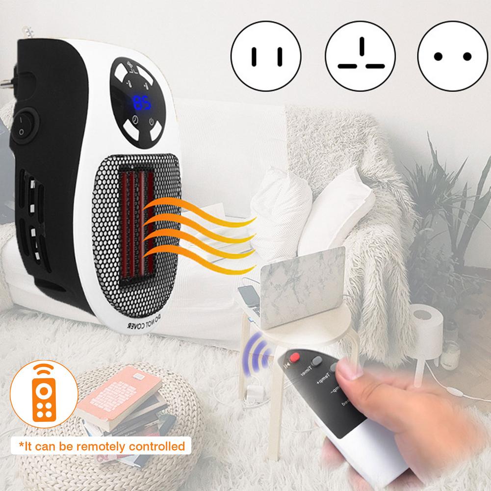 500W Electric Wall Heater Mini Portable Remote Control Plug-in Personal Space Warmer For Indoor Desktop Fireplace Heater Fan