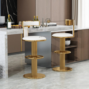 Light Luxury Bar Chairs Nordic Stainless Steel Bar Stool Home High Chair Backrest Modern Minimalist Bar Chair Kitchen Furniture
