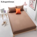 100% Cotton Bed Sheet Solid Fitted sheet with Elastic Band Bedding linens 160x200cm Queen King size Mattress cover