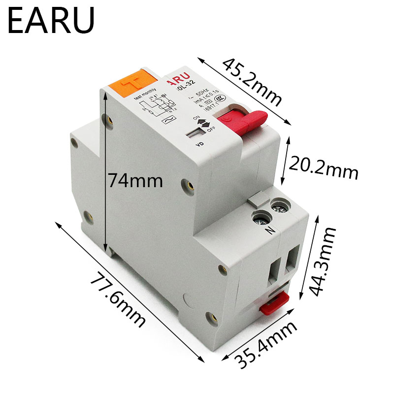 DZ30L DZ40LE EPNL DPNL 230V 1P+N Residual Current Circuit Breaker With Over And Short Current Leakage Protection RCBO MCB 6-63A