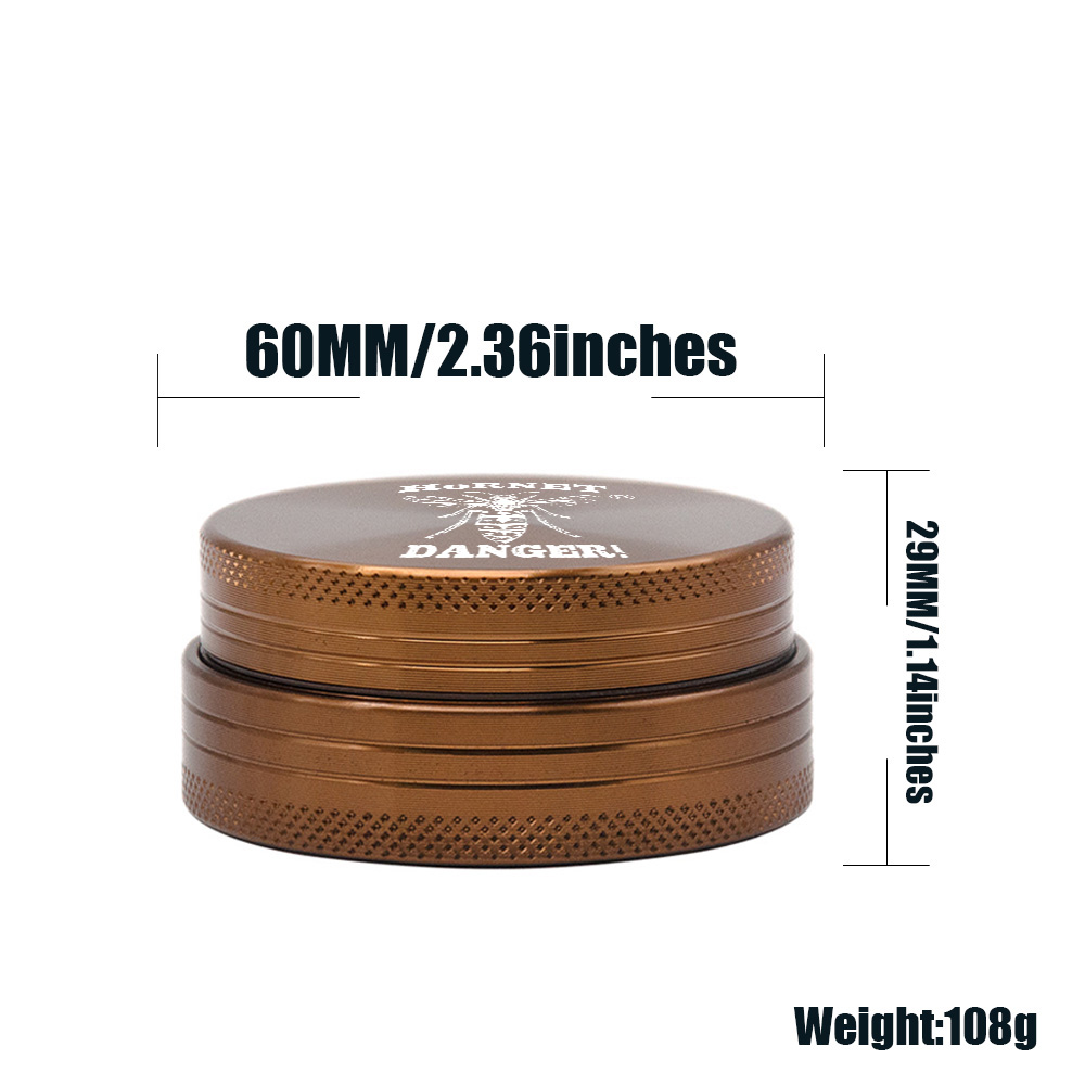 HORNET Tobacco Grinder Herb 60MM 4 Pieces Metal Spice Crusher Ultra-thin Pocket DIY Combination Smoking Accessories