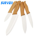 SURVEN 4pcs Zirconia Ceramic Knife Set 3" 4" 5" 6" inch White Blade Bamboo Handle Fruit Vegetable Paring Kitchen Knives Kit
