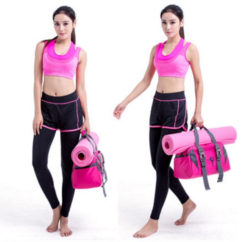 New Big Women Yoga Mat Bag Waterproof Pink Travel Bags Workout Hand Luggage Bag Training Gym Bag Oxford Sport Bag For Fitness