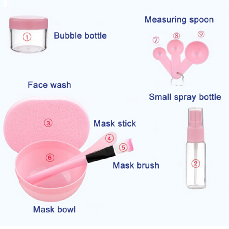 9 Pcs/Set DIY Facial Mask Tools Kit Bowl Brush Spoon Stick Bottle Sponge Top Quality Homemade Makeup Beauty Tool