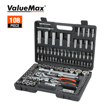 ValueMax 108PC Hand Tool Sets Car Repair Tool Kit Set Workshop Mechanical Tools Box for Home Socket Wrench Set Screwdriver Kit