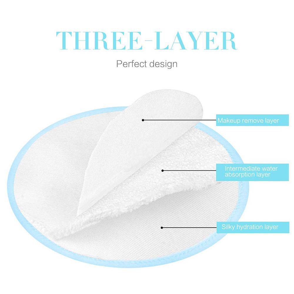 5/10/20pcs Bamboo Cotton Makeup Remover Pads Reusable Three Layers Washable Facial Cleansing Wipe Pads Makeup Beauty Tools