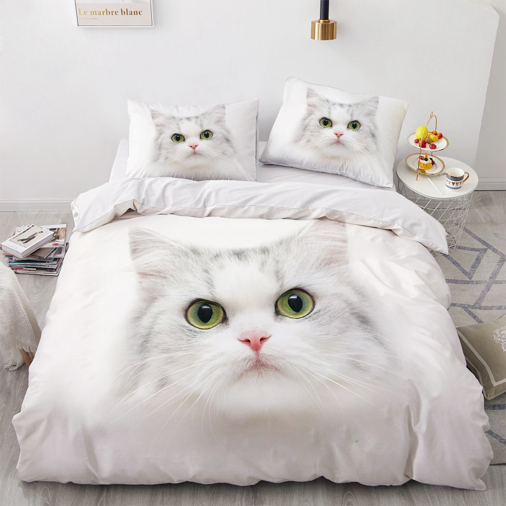 3D Bedding Sets Red Duvet Quilt Cover Set Comforter Bed Linen Pillowcase King Queen 173*230cm Size Dogs Pet Dog Cat Design