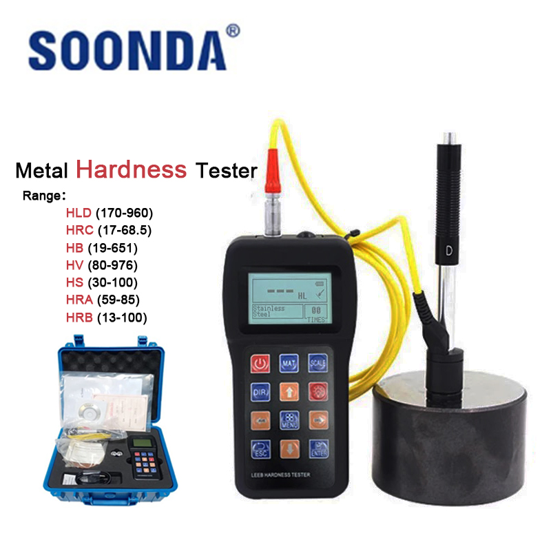 Leeb Hardness Tester Metal Steel Metallic Materials Meter Display Scales HRB HRC HV HB HS HL Durometer With 100 Groups Capacity