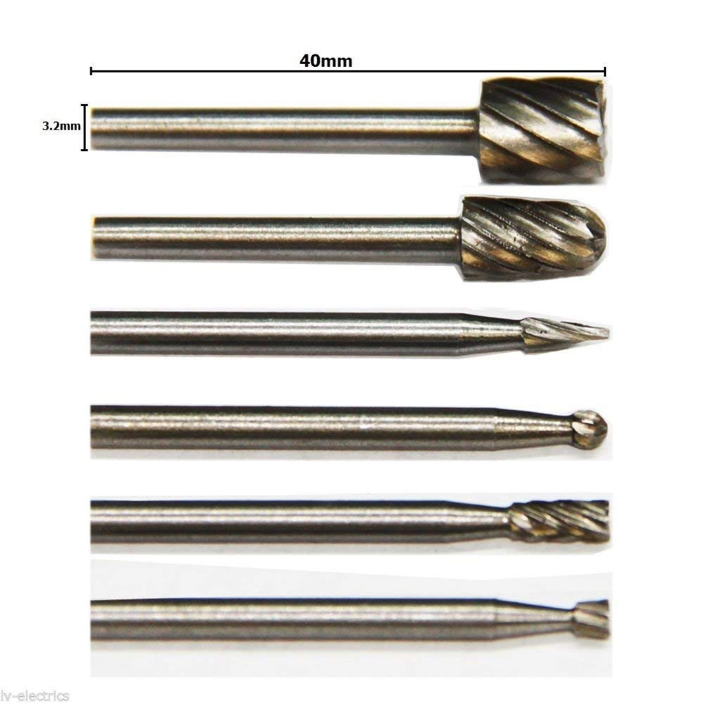 new 6PCS HSS Rotary Multi Tool Burr Routing Router Bit Mill Attachment Compatible for Dremel