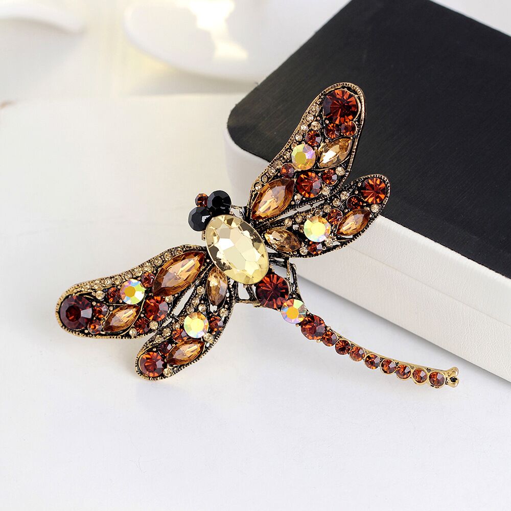 Wuli&baby Big Crystal Dragonfly Brooches Women 5-color Alloy Insects Brooch Pins Gifts