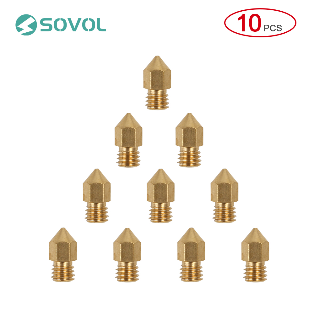 10Pcs/lot MK8 Copper Extruder Nozzle Print Head 0.2/0.3/0.4/0.5/0.6/0.8mm For 1.75mm Filament For SV01 Creality CR/Ender Series