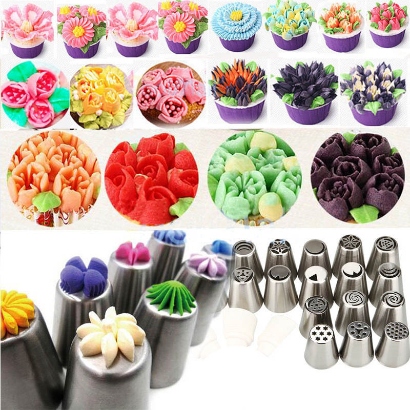 Pastry Nozzles Piping Russian Stainless Steel Icing Piping Tips for Cookie Fondant Cake Decorating Tip Sets Baking Pastry Tools