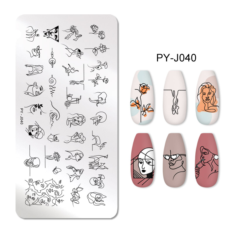 PICT YOU Nail Stamping Plates Line Pictures Stencil Stainless Steel Nail Design for Printing Nail Art Image Plate PY-J040