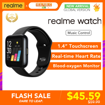 realme Watch Smart Watch Heart Rate Blood-oxygen Monitor Notifications IP68 Sports 1.4