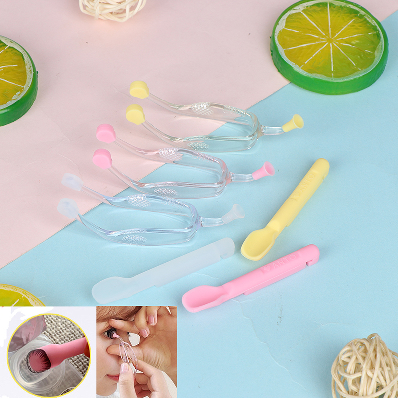 Eye Care Contact Lenses Inserter Remover Silicone Soft Tip Tweezer Stick Case Set Contact Lenses Wearing Tools