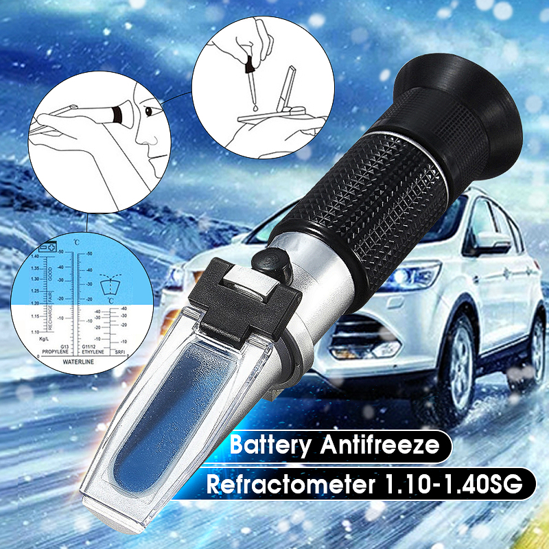 Handheld Glycol Refractometer Car 1.10-1.40sg Antifreeze Battery Acid Engine Coolant Tester Tool Auto Optical Instruments