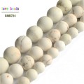 Natural Matte White Mongolia Turquoisa Round Stone Beads for Jewelry Making DIY Bracelet 15inches 6mm 8mm 10mm