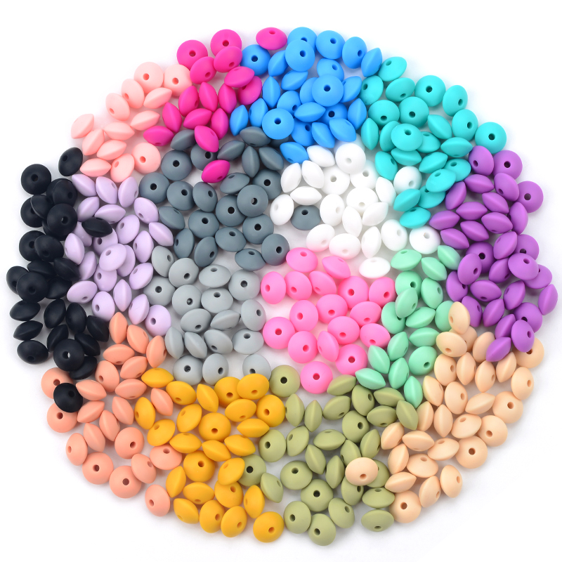 LOFCA 12mm 10Pcs/lot Silicone Lentil Round Beads Teething Baby Teether Chew BPA Free DIY Pacifier Chain Food Grade Silicone