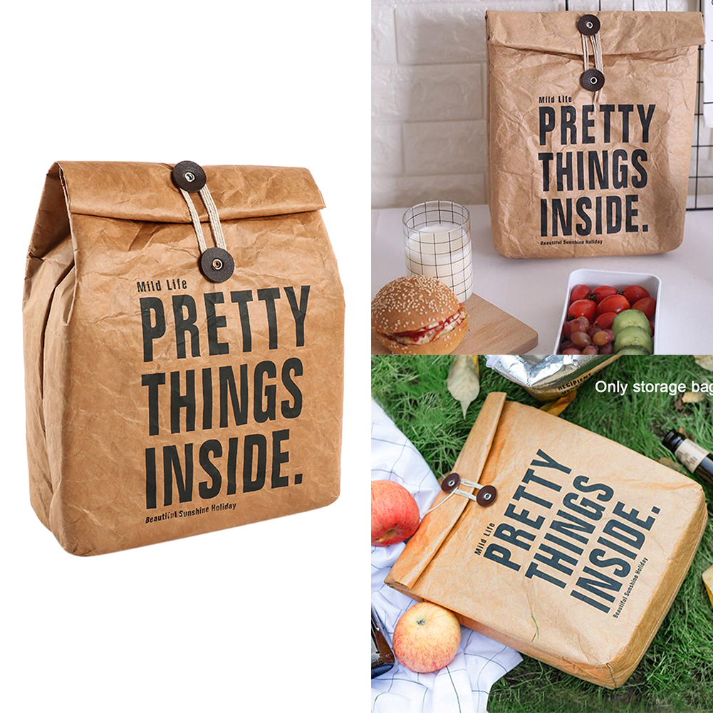 Food Storage Insulated Washable Picnic Non Toxic Durable Camping Cooler Box Reusable Brown Paper Lunch Bag Outdoor Activities