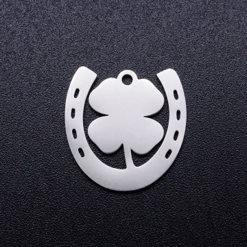 5pcs/lot Luck Horseshoe Clover Stainless Steel DIY Charms Wholesale DIY Pendants for Necklace Making OEM Charm Accepted