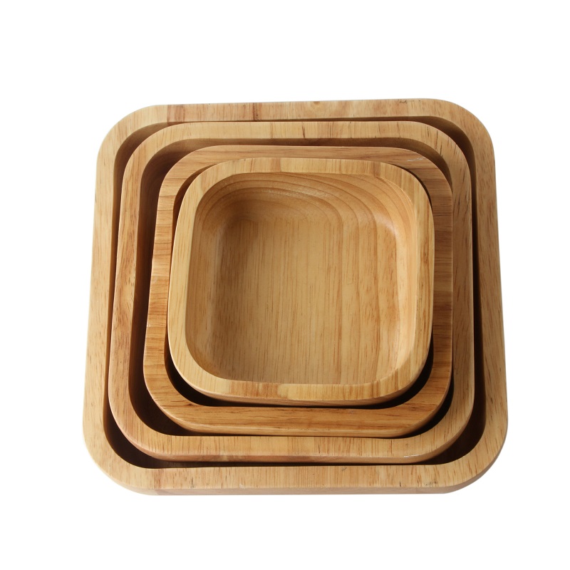 Square Log-Wooden Dishes Dessert Wooden Plate Set Kitchen Utensils Tableware Dinnerware Set Of Plates Cutlery For Kitchen