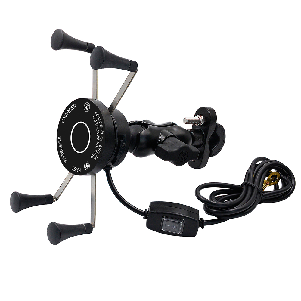 Motorcycle Phone Holder Two-in-one Charger Quick Charge 3.0 Wireless Fast Charge 360 Degree Rotation Motorcycle stand
